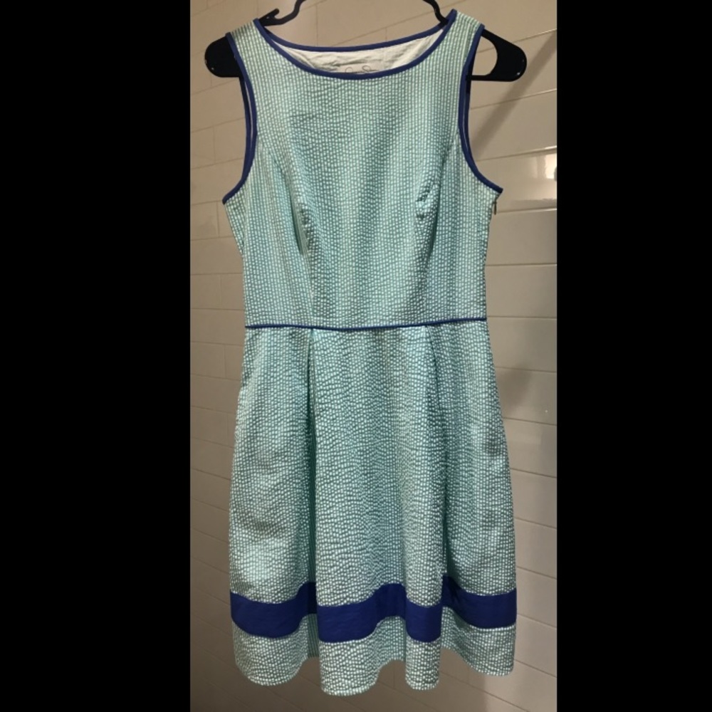 Seersucker Fit and Flare Dress // Jessica Simpson